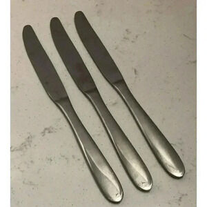 Stainless Steel Dinner Knives unknown pattern round handle‎ tip satin set of 3